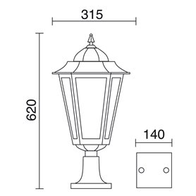 Baliza Vintage ELITE 6 E27 42W DOPO 096M-G05X1A-02 Negro/Cristal mate H620