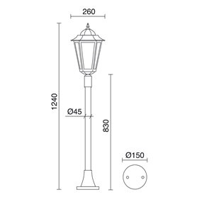 Baliza Vintage ELITE 6 E27 42W DOPO 096O-G05X1A-01 Blanco/Cristal mate H1240