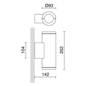 Aplique Led SETH 2x4W 2x500Lm 3000K CRISTHER 399B-L0108B-04 Antracita Up-Down