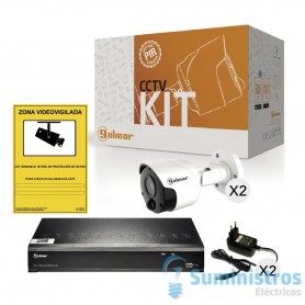Kit CCTV Golmar basico KIT-2DHVR1P con DVR  y dos domo PIR