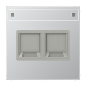 Placa 2 tomas Keystone a presion y regleta serie LS990 JUNG AL1969-2NAWE Aluminio