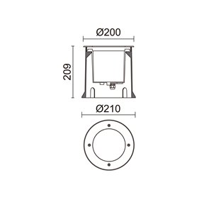Empotrable suelo Led MALVA 16W 2300Lm 4K CRISTHER 1023B-L3316B10-30 Inox 14º