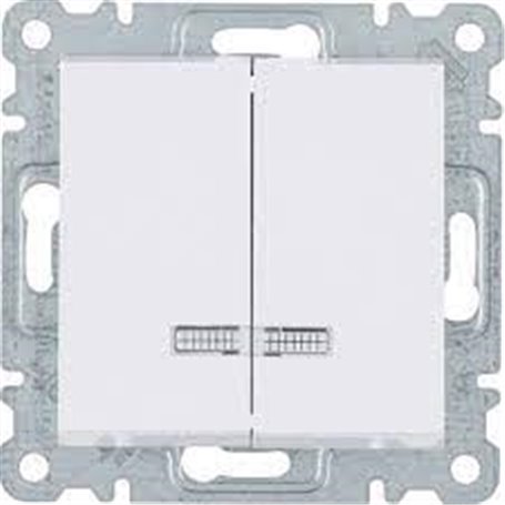 Interruptor doble indicador luminoso Hager Lumina Intense WL0240 Blanco