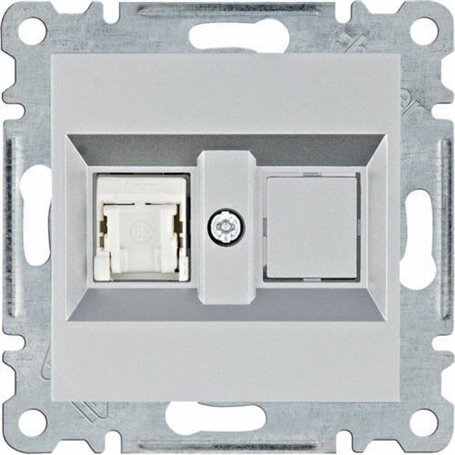 Toma datos RJ45 cat6e FTP Hager Lumina Intense WL2172 Plata