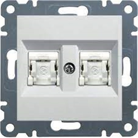 Toma datos doble RJ45 cat5e UTP Hager Lumina Intense WL2120 Blanco
