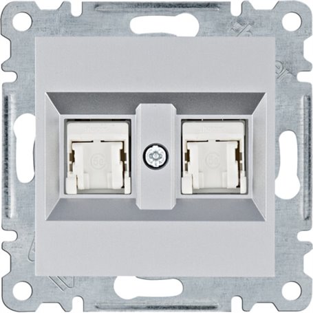 Toma datos doble RJ45 cat6e UTP Hager Lumina Intense WL2162 Plata
