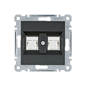 Toma datos doble RJ45 cat5e UTP Hager Lumina Intense WL2123 Negro