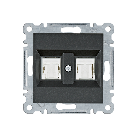 Toma datos doble RJ45 cat5e UTP Hager Lumina Intense WL2123 Negro