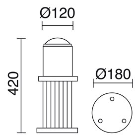 Baliza COK E27 70W CRISTHER 068B-G05X1A-02 Negro L420