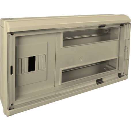 Caja distribucion superficie 24+4 elementos precintables SOLERA Clasica 5220CMT marfil y puerta transparente
