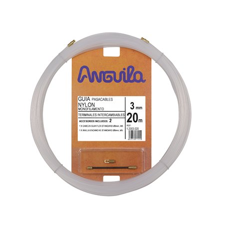 Guia Pasacables ANGUILA 12003020 3mm 20m Nylon Terminales intercambiables blanco