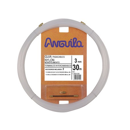 Guia Pasacables ANGUILA 12003030 3mm 30m Nylon Terminales intercambiables blanco