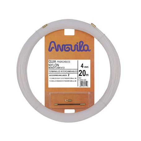 Guia Pasacables ANGUILA 12004020 4mm 20m Nylon Terminales intercambiables blanco