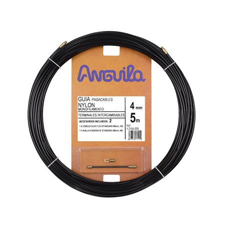 Guia Pasacables ANGUILA 12104005 4mm 5m Nylon Terminales intercambiables negro