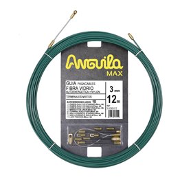 Guia Pasacables ANGUILA 35030012 3mm 12m Fibra vidrio+Nylon Terminales mixtos verde