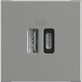 Base cargador doble USB Tipo A+C BTICINO RA4287C2 Classia 2 modulos Aluminio