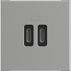 Base cargador doble USB Tipo C+C BTICINO RA4286C2 Classia 2 modulos Aluminio