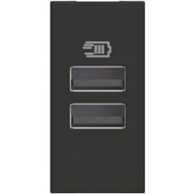 Base cargador doble USB Tipo A+A BTICINO RG4191AA Classia 1 modulo Dark