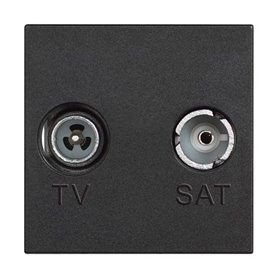 Base coaxial TV/R-SAT final apantallada BTICINO RG4217M2P10 Classia 2 mod. Dark