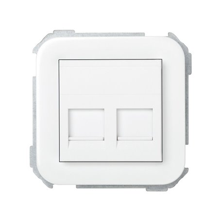 Tapa informatica 2 conectores RJ45 64x65mm 31089-60 Blanco