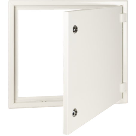Marco y puerta metalica 700x500 con cerradura y llave SOLERA MP7050ICT60 Blanco