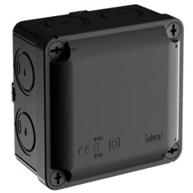 Caja estanca YBOX 100x100x55 sin conos Ø 25 mm SOLERA Y815NP Negro