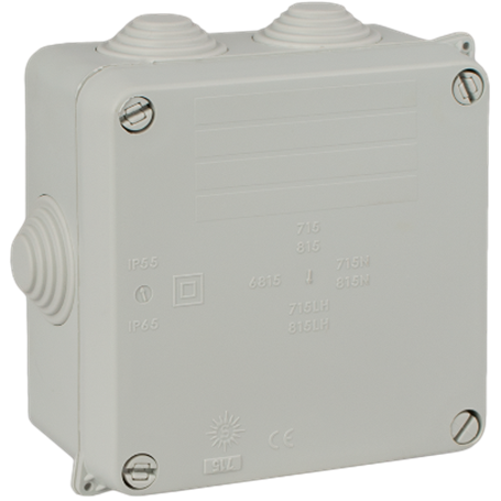 Caja estanca 100x100x55 mm con conos SOLERA 715 Gris
