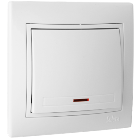 Pulsador luminoso 10AX 250V monobloc serie Europa SOLERA ERP04ILU Blanco