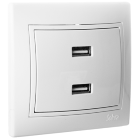 Cargador doble USB 230V 5V 4200mA serie Europa SOLERA ERP2USBU Blanco