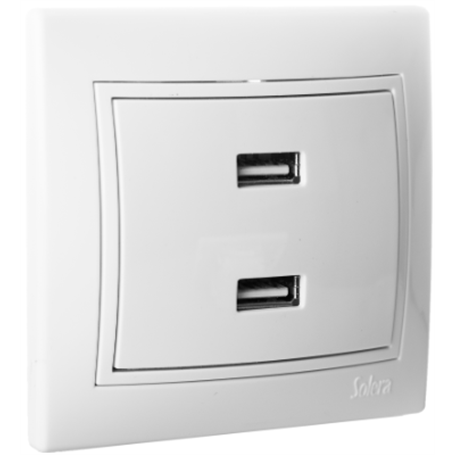 Cargador doble USB 230V 5V 4200mA serie Europa SOLERA ERP2USBU Blanco