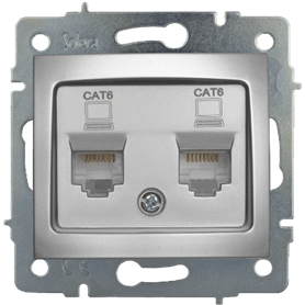 Toma doble de datos RJ45 sin marco serie Europa SOLERA ERP88/2A Plata