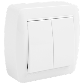 Doble conmutador 10AX 250V de superficie serie Mural SOLERA MUR12U Blanco