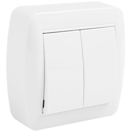 Doble conmutador 10AX 250V de superficie serie Mural SOLERA MUR12U Blanco