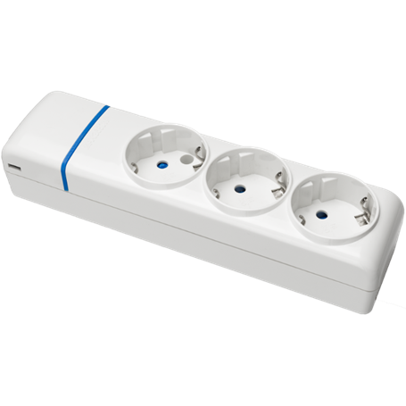 Base múltiple de 3 tomas 2P+T, 16A 250V sin cable serie Ion SOLERA 8003P