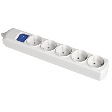 Base múltiple 5 tomas 2P+T, 16A 250V interruptor sin cable serie 8000 SOLERA 8005IL