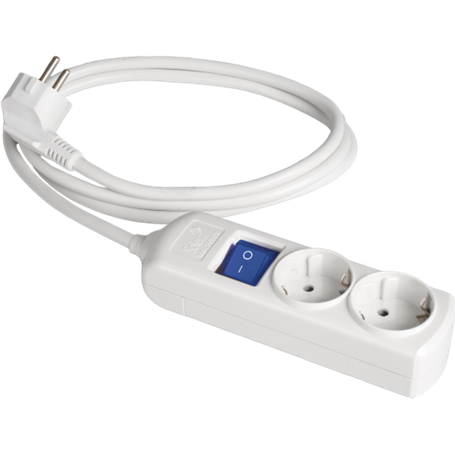 Base múltiple de 2 tomas 2P+T, 16A 250V + interruptor cable 1,5m serie 8000 SOLERA 8012IL