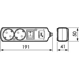 Base múltiple de 2 tomas 2P+T, 16A 250V + interruptor cable 5m serie 8000 SOLERA 8052IL