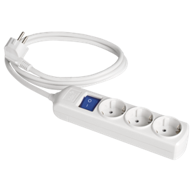 Base múltiple de 3 tomas 2P+T, 16A 250V + interruptor cable 1,5m serie 8000 SOLERA 8013IL