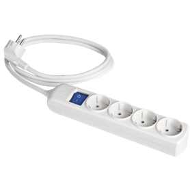 Base múltiple de 4 tomas 2P+T, 16A 250V + interruptor cable 3m serie 8000 SOLERA 8034IL
