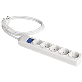Base múltiple de 5 tomas 2P+T, 16A 250V + interruptor cable 1,5m serie 8000 SOLERA 8015IL