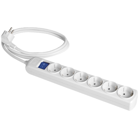 Base múltiple de 6 tomas 2P+T, 16A 250V + interruptor cable 2m serie 8000 SOLERA 8026IL