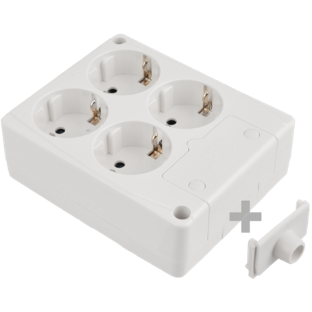 Base múltiple cuadrada de 4 tomas 2P+T, 16A 250V serie 8000 SOLERA 8104