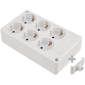 Base múltiple cuadrada de 6 tomas 2P+T, 16A 250V serie 8000 SOLERA 8106