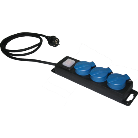 Base múltiple de 3 tomas 2P+T, 16A 250V + interruptor cable 1,5m serie 900 SOLERA V1049