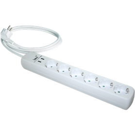 Base múltiple de 6 tomas 2P+T, 16A 250V + USB cable 2m serie 900 SOLERA V1053