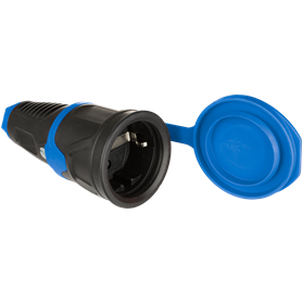 Base movil con tapa 2P+T 16A 250V caucho color negro SOLERA 57