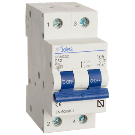 Interruptor magnetotermico 2P 2mod 32A curva C SOLERA CBM232
