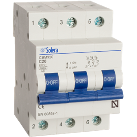 Interruptor magnetotermico 3P 3mod 20A curva C SOLERA CBM320