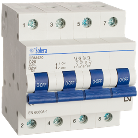 Interruptor magnetotermico 4P 4mod 20A curva C SOLERA CBM420