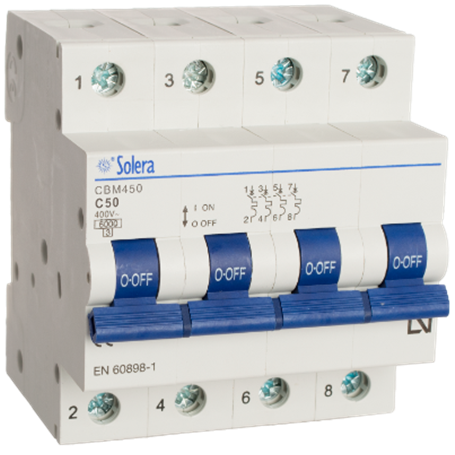 Interruptor magnetotermico 4P 4mod 50A curva C SOLERA CBM450